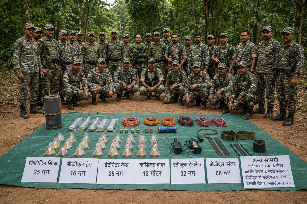 सुकमा में नक्सली डंप से विस्फोटक सामग्री का बड़ा जखीरा बरामद