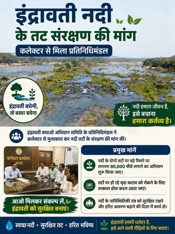 इंद्रावती नदी के तट संरक्षण की मांग, कलेक्टर से मिला प्रतिनिधिमंडल